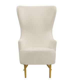 TOV Furniture Julia Velvet Wingback Chair - Sculptural Elegance Meets Comfort with Gold Accents for Your Space Cream TOV-A2044-C