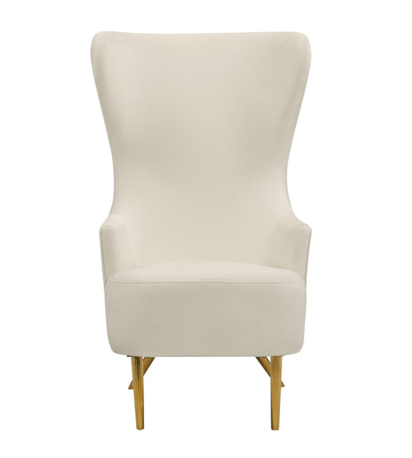 TOV Furniture Julia Velvet Wingback Chair - Sculptural Elegance Meets Comfort with Gold Accents for Your Space Cream TOV-A2044-C