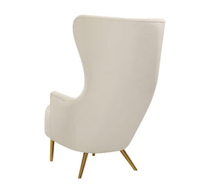 TOV Furniture Julia Velvet Wingback Chair - Sculptural Elegance Meets Comfort with Gold Accents for Your Space Cream TOV-A2044-C