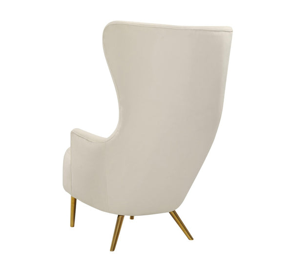 TOV Furniture Julia Velvet Wingback Chair - Sculptural Elegance Meets Comfort with Gold Accents for Your Space Cream TOV-A2044-C