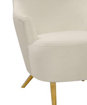 TOV Furniture Julia Velvet Wingback Chair - Sculptural Elegance Meets Comfort with Gold Accents for Your Space Cream TOV-A2044-C