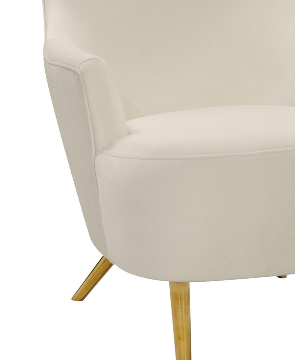 TOV Furniture Julia Velvet Wingback Chair - Sculptural Elegance Meets Comfort with Gold Accents for Your Space Cream TOV-A2044-C