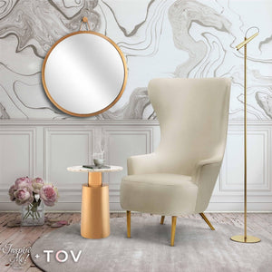 TOV Furniture Julia Velvet Wingback Chair - Sculptural Elegance Meets Comfort with Gold Accents for Your Space Cream TOV-A2044-C