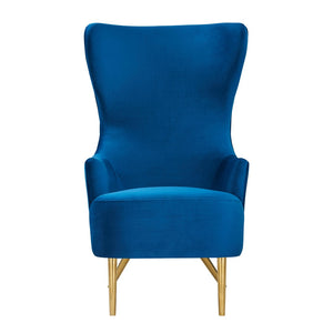 TOV Furniture Julia Velvet Wingback Chair - Sculptural Elegance Meets Comfort with Gold Accents for Your Space Navy TOV-A2045-N
