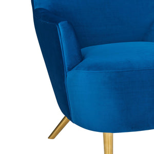 TOV Furniture Julia Velvet Wingback Chair - Sculptural Elegance Meets Comfort with Gold Accents for Your Space Navy TOV-A2045-N