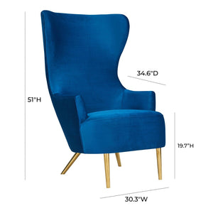 TOV Furniture Julia Velvet Wingback Chair - Sculptural Elegance Meets Comfort with Gold Accents for Your Space Navy TOV-A2045-N
