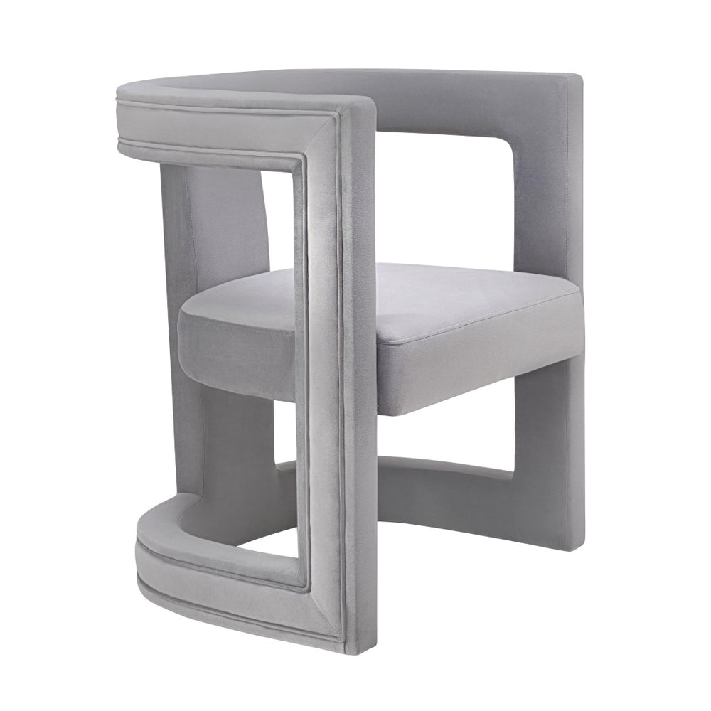 TOV Furniture Ada Velvet Accent Chair - Sculptural Design with Plush Upholstery for Stylish Living Room Comfort Grey TOV-A208