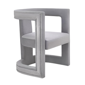 TOV Furniture Ada Velvet Accent Chair - Sculptural Design with Plush Upholstery for Stylish Living Room Comfort Grey TOV-A208