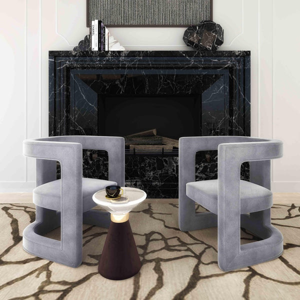 TOV Furniture Ada Velvet Accent Chair - Sculptural Design with Plush Upholstery for Stylish Living Room Comfort Grey TOV-A208