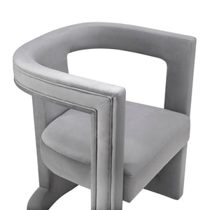 TOV Furniture Ada Velvet Accent Chair - Sculptural Design with Plush Upholstery for Stylish Living Room Comfort Grey TOV-A208