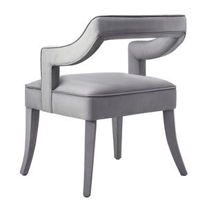 TOV Furniture Tiffany Velvet Chair - Luxurious Handmade Seating for Dining or Bar Areas with Elegant Modern Design Grey TOV-A210