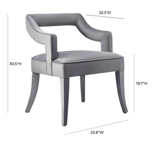 TOV Furniture Tiffany Velvet Chair - Luxurious Handmade Seating for Dining or Bar Areas with Elegant Modern Design Grey TOV-A210