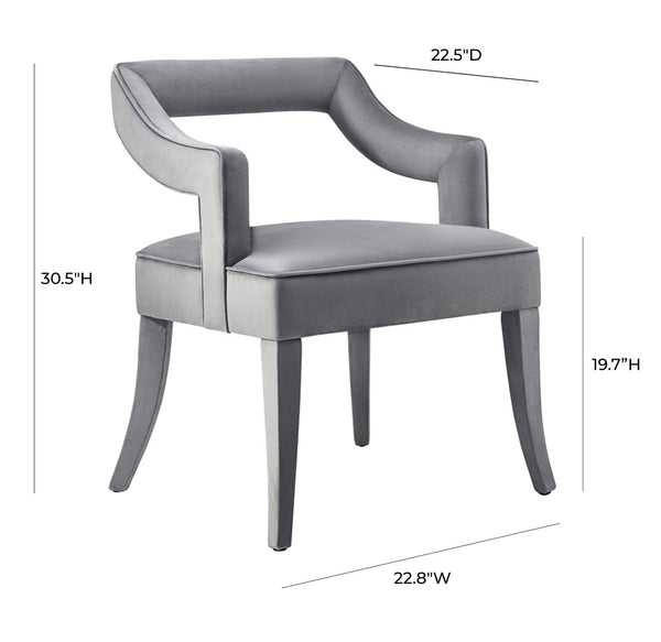 TOV Furniture Tiffany Velvet Chair - Luxurious Handmade Seating for Dining or Bar Areas with Elegant Modern Design Grey TOV-A210