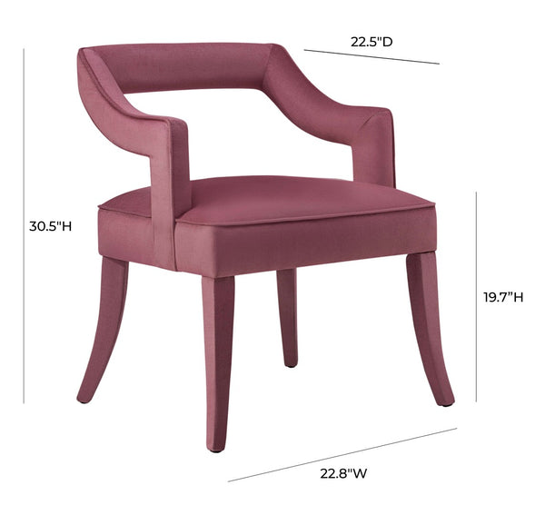 TOV Furniture Tiffany Velvet Chair - Luxurious Handmade Seating for Dining or Bar Areas with Elegant Modern Design Pink TOV-A211