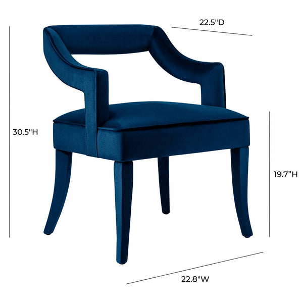 TOV Furniture Tiffany Velvet Chair - Luxurious Handmade Seating for Dining or Bar Areas with Elegant Modern Design Navy TOV-A212
