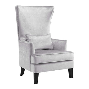 TOV Furniture Bristol Tall Wingback Chair - Luxurious Velvet Accent with Lucite Legs & Hand-Applied Nail Head Trim Silver TOV-A89