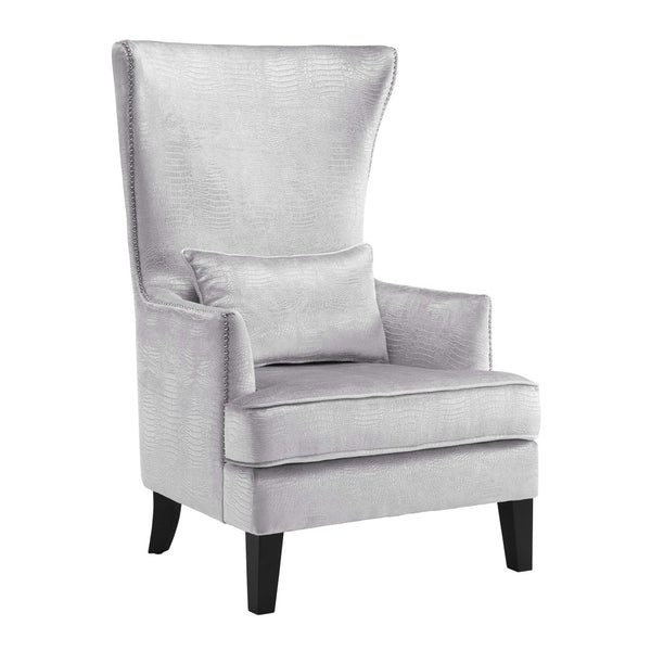 TOV Furniture Bristol Tall Wingback Chair - Luxurious Velvet Accent with Lucite Legs & Hand-Applied Nail Head Trim Silver TOV-A89