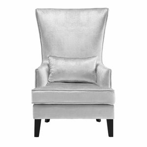 TOV Furniture Bristol Tall Wingback Chair - Luxurious Velvet Accent with Lucite Legs & Hand-Applied Nail Head Trim Silver TOV-A89
