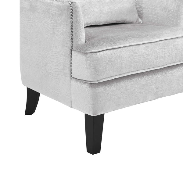 TOV Furniture Bristol Tall Wingback Chair - Luxurious Velvet Accent with Lucite Legs & Hand-Applied Nail Head Trim Silver TOV-A89