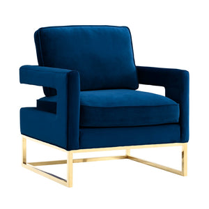 TOV Furniture Avery Velvet Accent Chair - Modern Luxury with Gold Legs, Plush Comfort for Any Stylish Space Navy TOV-A91