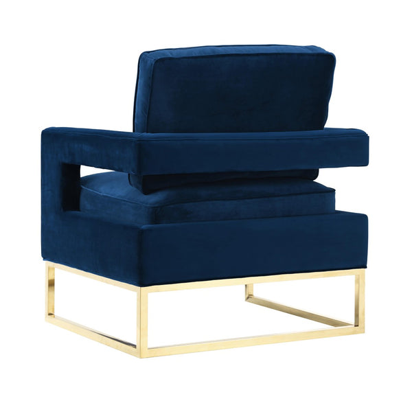 TOV Furniture Avery Velvet Accent Chair - Modern Luxury with Gold Legs, Plush Comfort for Any Stylish Space Navy TOV-A91