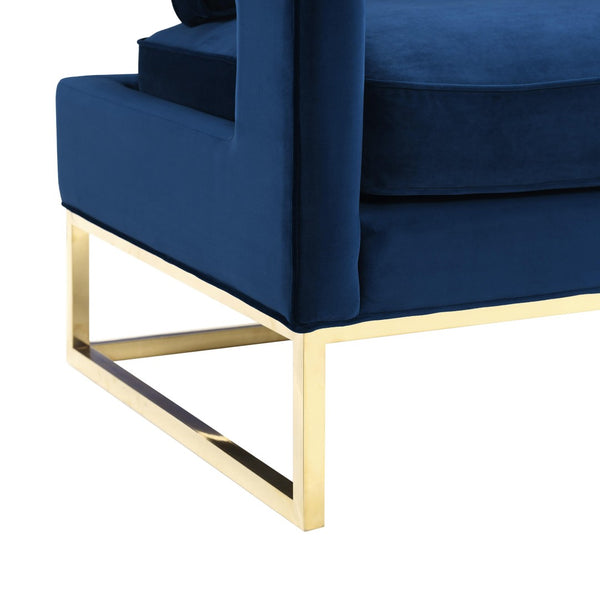 TOV Furniture Avery Velvet Accent Chair - Modern Luxury with Gold Legs, Plush Comfort for Any Stylish Space Navy TOV-A91