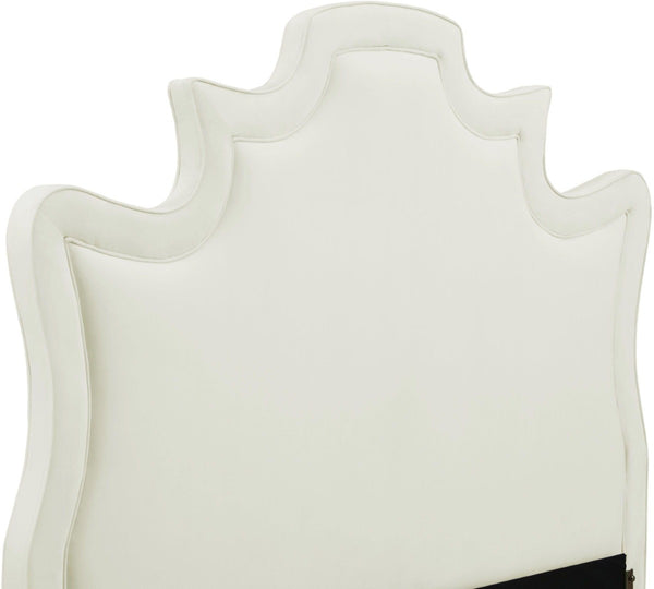 TOV Furniture Serenity Cream Velvet Bed - Luxurious Upholstered Design with Sculpted Headboard for Timeless Style Queen TOV-B105