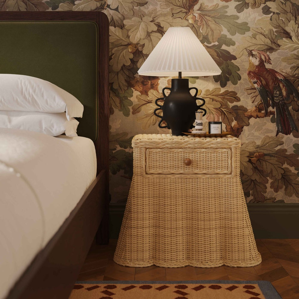 TOV Furniture Pentra 25" Handwoven Natural Rattan Nightstand with Felt-Lined Drawer for Cottage-Core Charm TOV-B21034