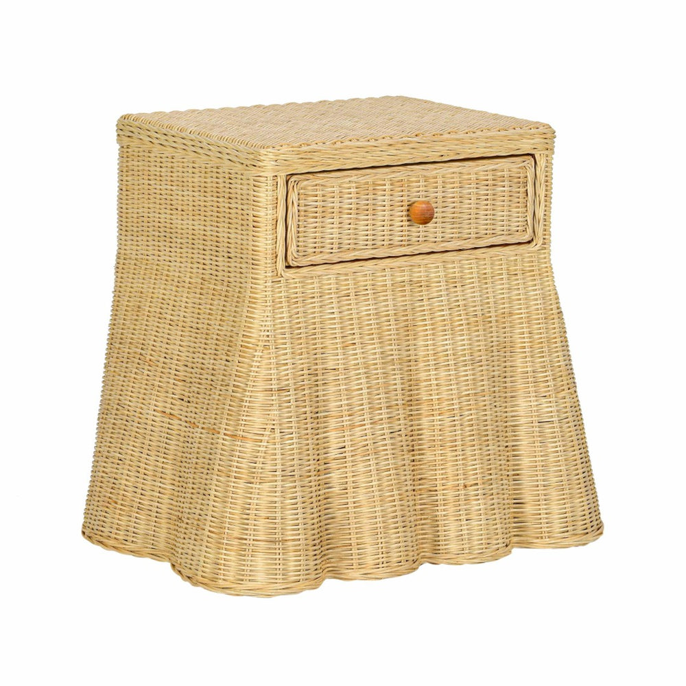 TOV Furniture Pentra 25" Handwoven Natural Rattan Nightstand with Felt-Lined Drawer for Cottage-Core Charm TOV-B21034