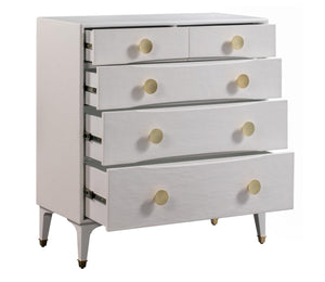 TOV Furniture Divine 38" White 5-Drawer Chest with Glamorous Brass Accents for Elegant Storage in Any Space TOV-B44016