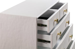 TOV Furniture Divine 38" White 5-Drawer Chest with Glamorous Brass Accents for Elegant Storage in Any Space TOV-B44016