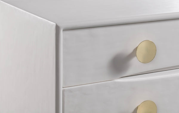 TOV Furniture Divine 38" White 5-Drawer Chest with Glamorous Brass Accents for Elegant Storage in Any Space TOV-B44016