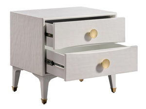 TOV Furniture Divine 25" 2-Drawer Nightstand - Glamorous MDF Design with Undulating Texture and Brass Hardware White TOV-B44017