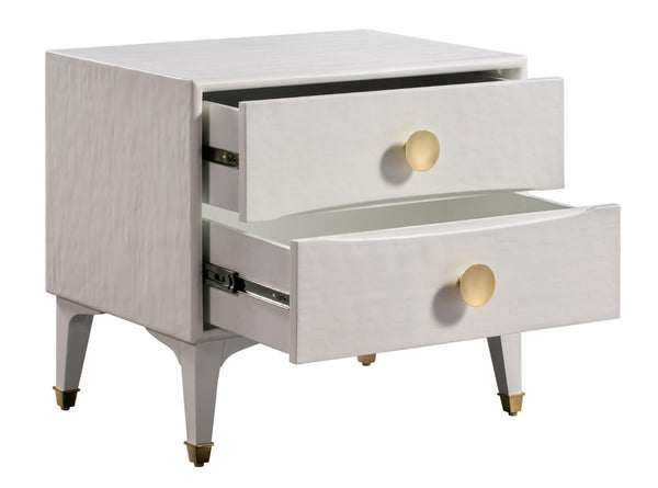 TOV Furniture Divine 25" 2-Drawer Nightstand - Glamorous MDF Design with Undulating Texture and Brass Hardware White TOV-B44017