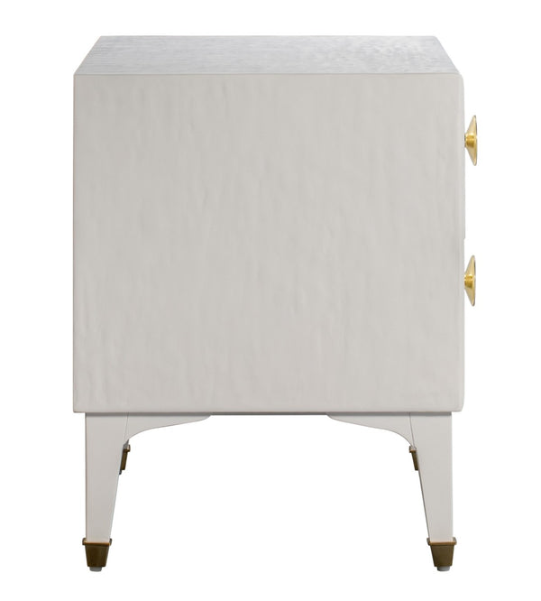 TOV Furniture Divine 25" 2-Drawer Nightstand - Glamorous MDF Design with Undulating Texture and Brass Hardware White TOV-B44017