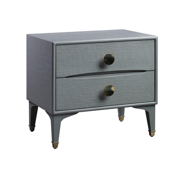 TOV Furniture Divine 25" 2-Drawer Nightstand - Glamorous MDF Design with Undulating Texture and Brass Hardware Grey TOV-B44052