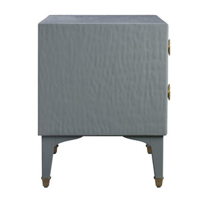 TOV Furniture Divine 25" 2-Drawer Nightstand - Glamorous MDF Design with Undulating Texture and Brass Hardware Grey TOV-B44052