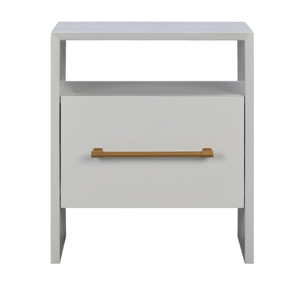 TOV Furniture Libre 23" Modern Nightstand with Soft-Close Drawer and Stylish Gold-Finish Handle for Bedrooms White TOV-B44059