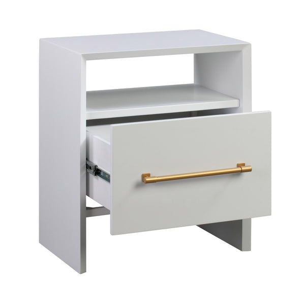 TOV Furniture Libre 23" Modern Nightstand with Soft-Close Drawer and Stylish Gold-Finish Handle for Bedrooms White TOV-B44059