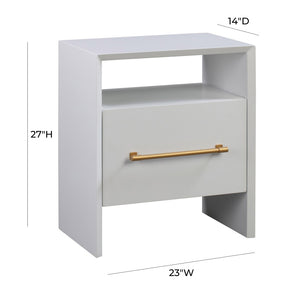 TOV Furniture Libre 23" Modern Nightstand with Soft-Close Drawer and Stylish Gold-Finish Handle for Bedrooms White TOV-B44059