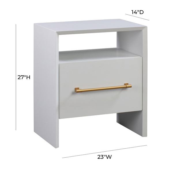 TOV Furniture Libre 23" Modern Nightstand with Soft-Close Drawer and Stylish Gold-Finish Handle for Bedrooms White TOV-B44059