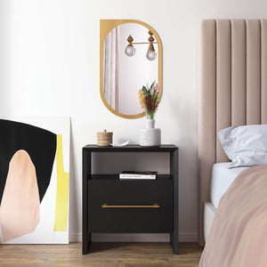 TOV Furniture Libre 23" Modern Nightstand with Soft-Close Drawer and Stylish Gold-Finish Handle for Bedrooms Black TOV-B44060