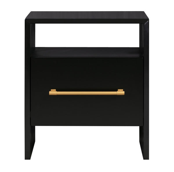 TOV Furniture Libre 23" Modern Nightstand with Soft-Close Drawer and Stylish Gold-Finish Handle for Bedrooms Black TOV-B44060