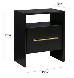 TOV Furniture Libre 23" Modern Nightstand with Soft-Close Drawer and Stylish Gold-Finish Handle for Bedrooms Black TOV-B44060