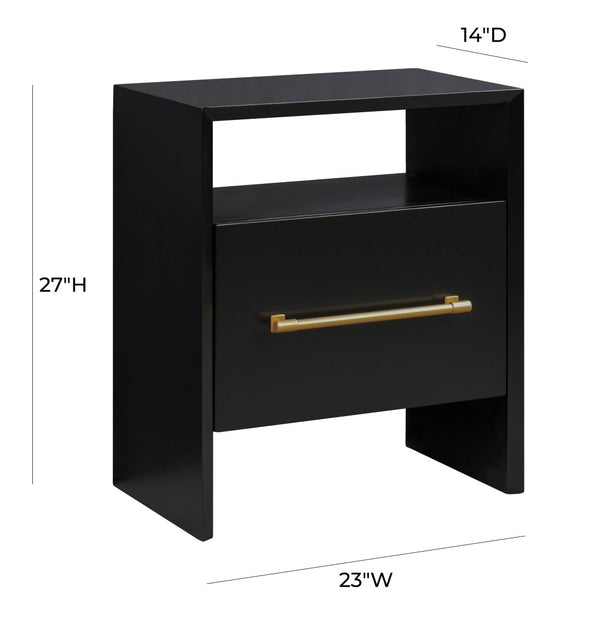 TOV Furniture Libre 23" Modern Nightstand with Soft-Close Drawer and Stylish Gold-Finish Handle for Bedrooms Black TOV-B44060