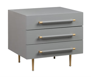 TOV Furniture Trident 28" Modern Nightstand with Soft-Close Drawers and Vegan-Leather Handles for Stylish Storage Grey TOV-B44061