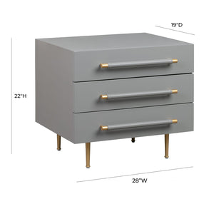 TOV Furniture Trident 28" Modern Nightstand with Soft-Close Drawers and Vegan-Leather Handles for Stylish Storage Grey TOV-B44061