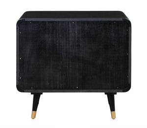 TOV Furniture Christine 27" Black Nightstand with 2 Drawers - Mid-Century Elegance, Cane Webbing & Brass Legs TOV-B44063