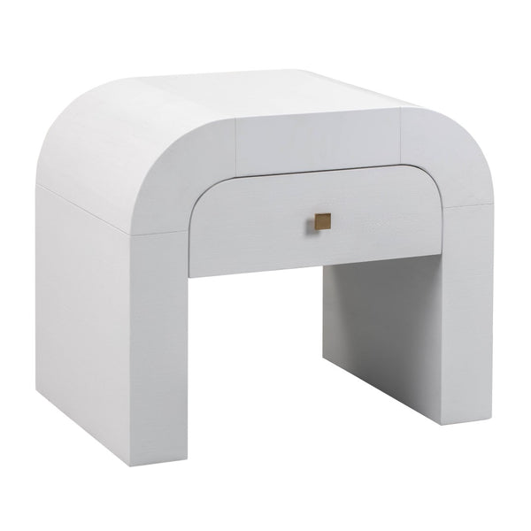 TOV Furniture Hump 26" Arched Nightstand with Soft-Close Drawer for Modern Storage and Elegant Bedroom Style White TOV-B44074