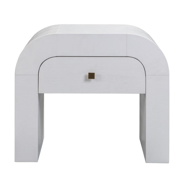 TOV Furniture Hump 26" Arched Nightstand with Soft-Close Drawer for Modern Storage and Elegant Bedroom Style White TOV-B44074